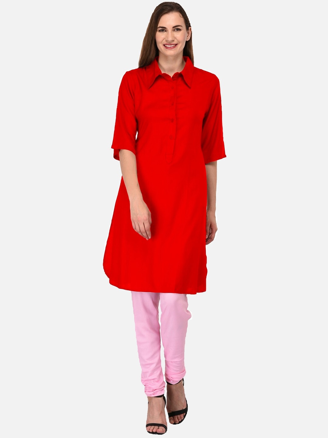 

KALINI Women Red Thread Work Pathani Kurta
