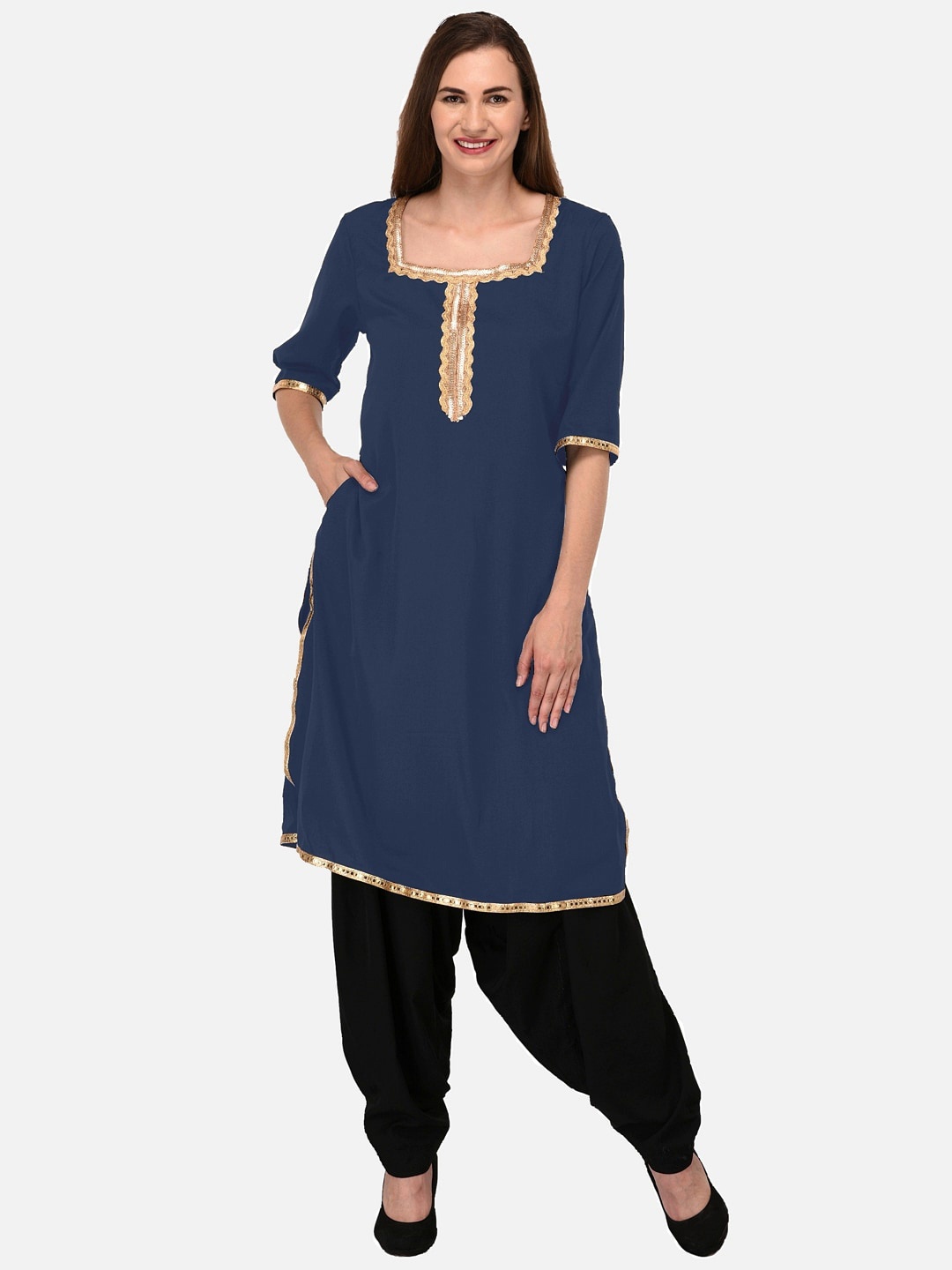 

KALINI Women Grey Yoke Design Gotta Patti Kurta