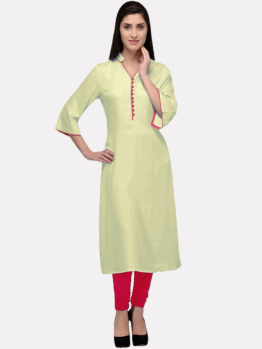 

KALINI Women Cream-Coloured Solid Kurta