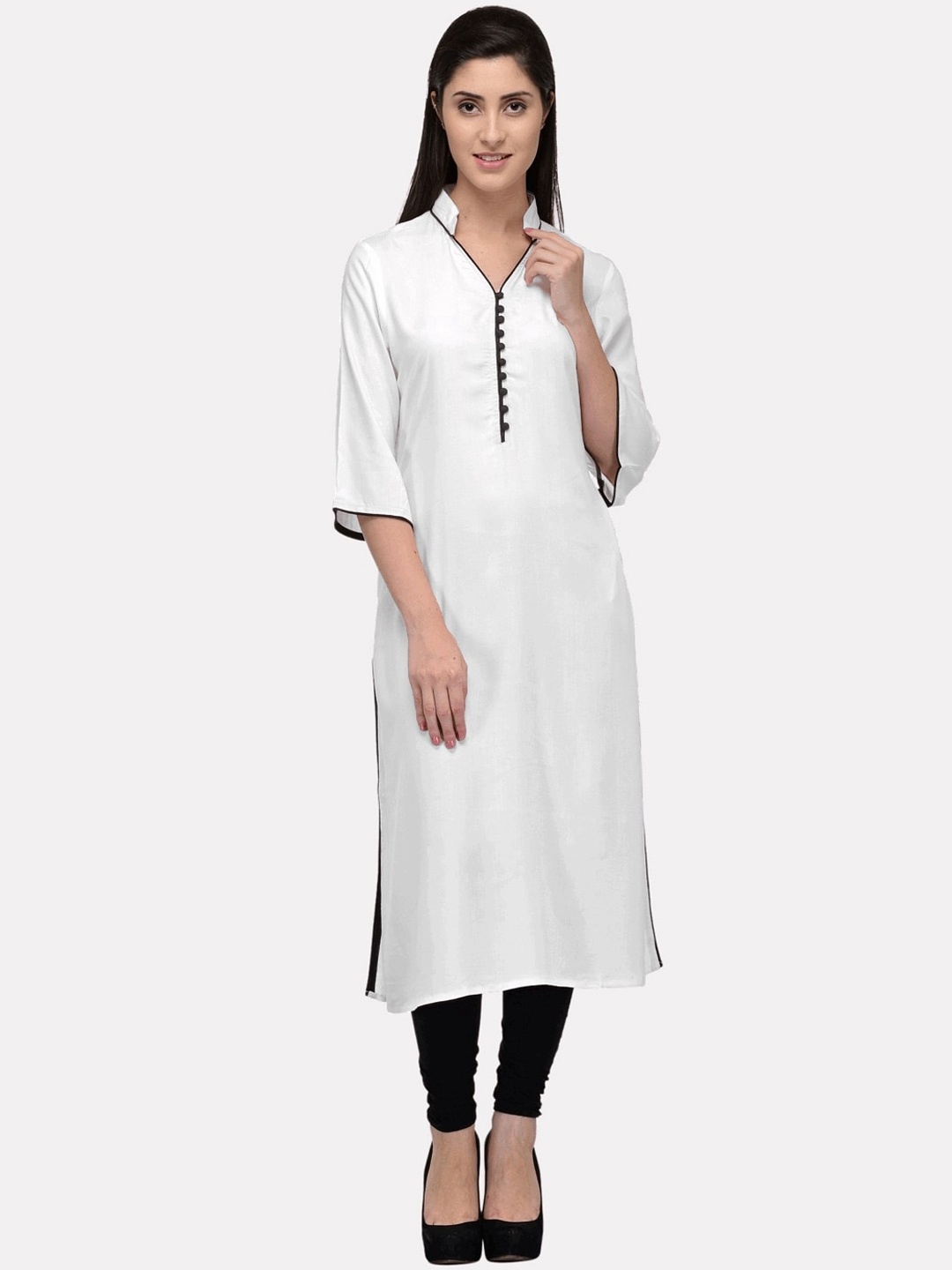 

KALINI Women White Cotton A-Line Kurta