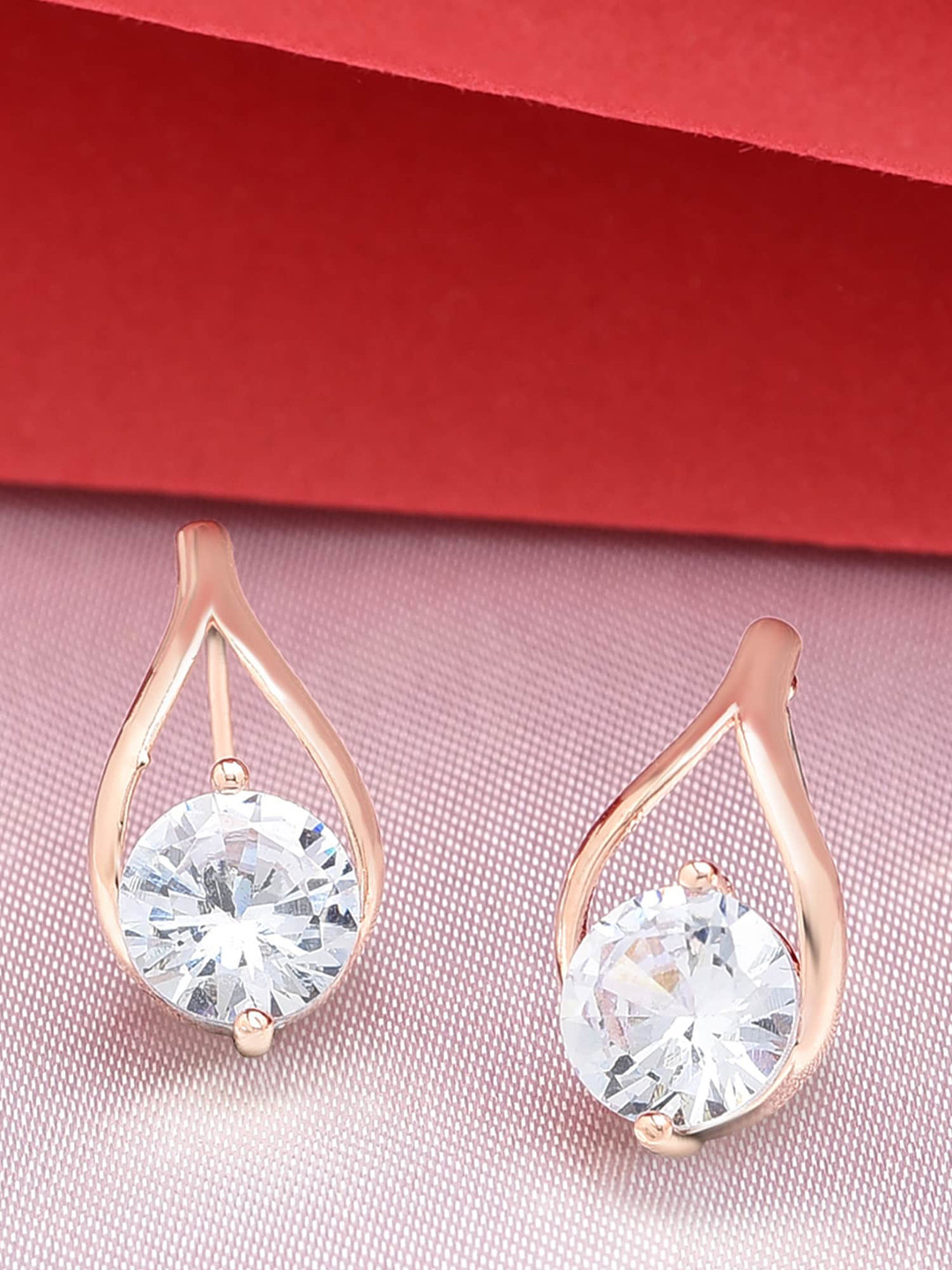 

AMI White Rose Gold-Plated Contemporary Studs Earrings