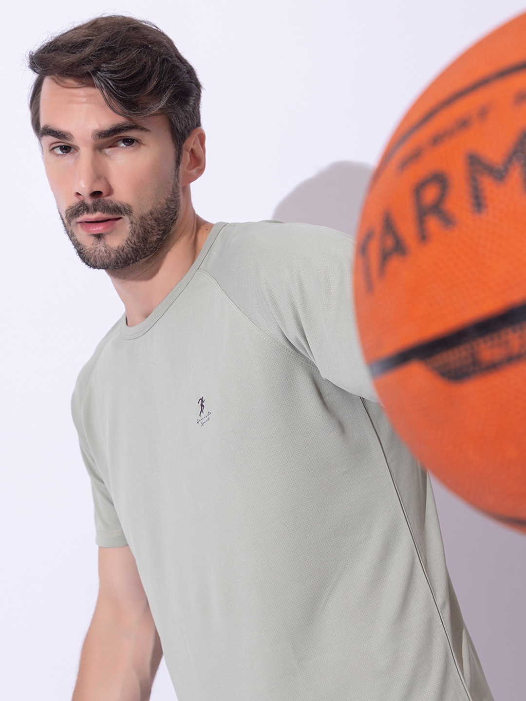 

ARMISTO Men Sea Green Dri-FIT Applique Training or Gym T-shirt