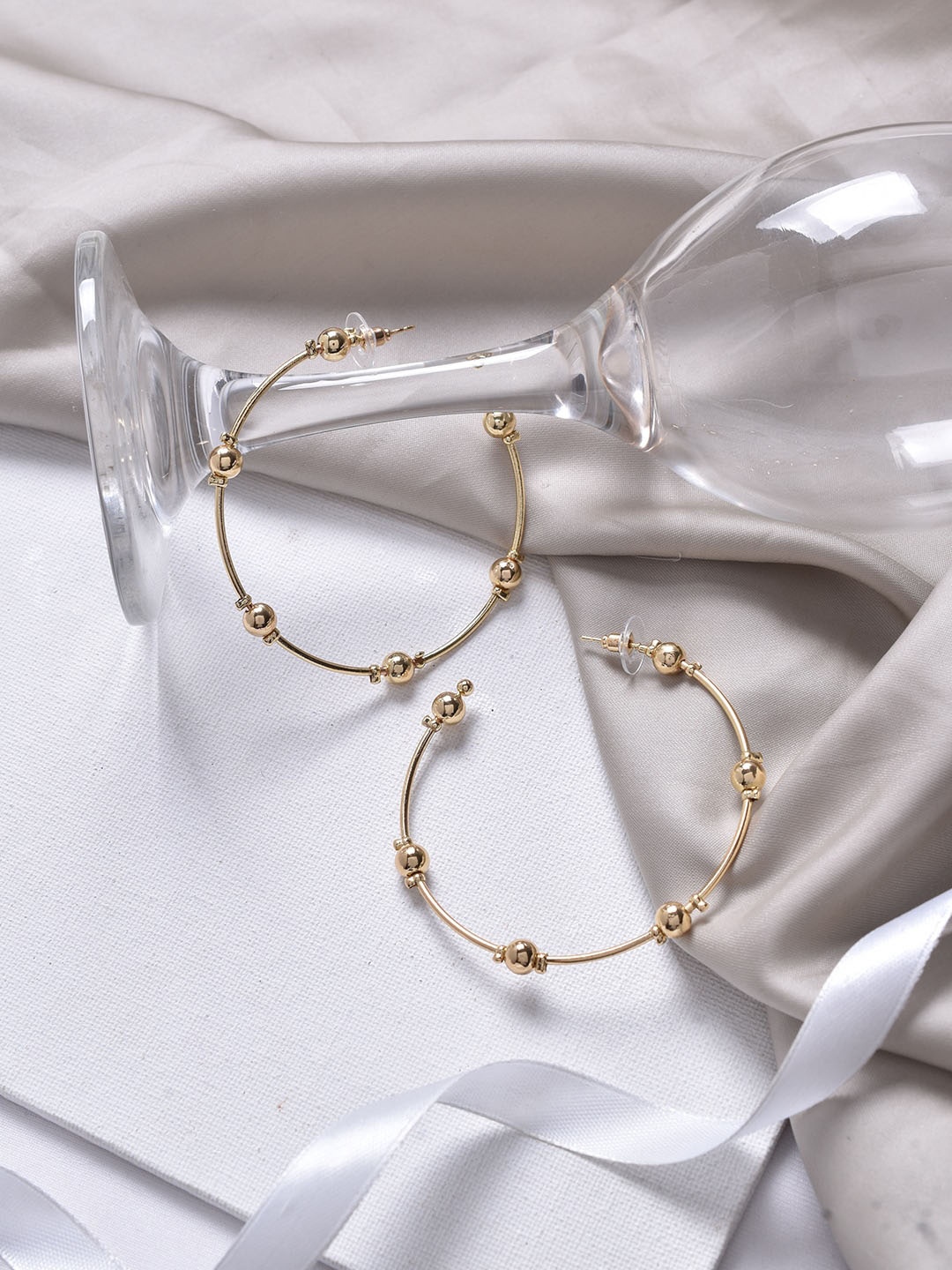 

BEWITCHED Gold-Toned Contemporary Hoop Metallic Earrings