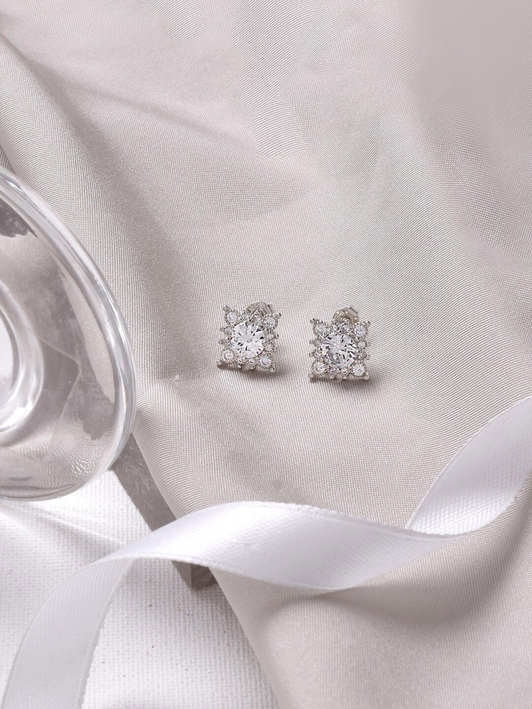 

JOKER & WITCH Silver-Toned Contemporary Studs Earrings