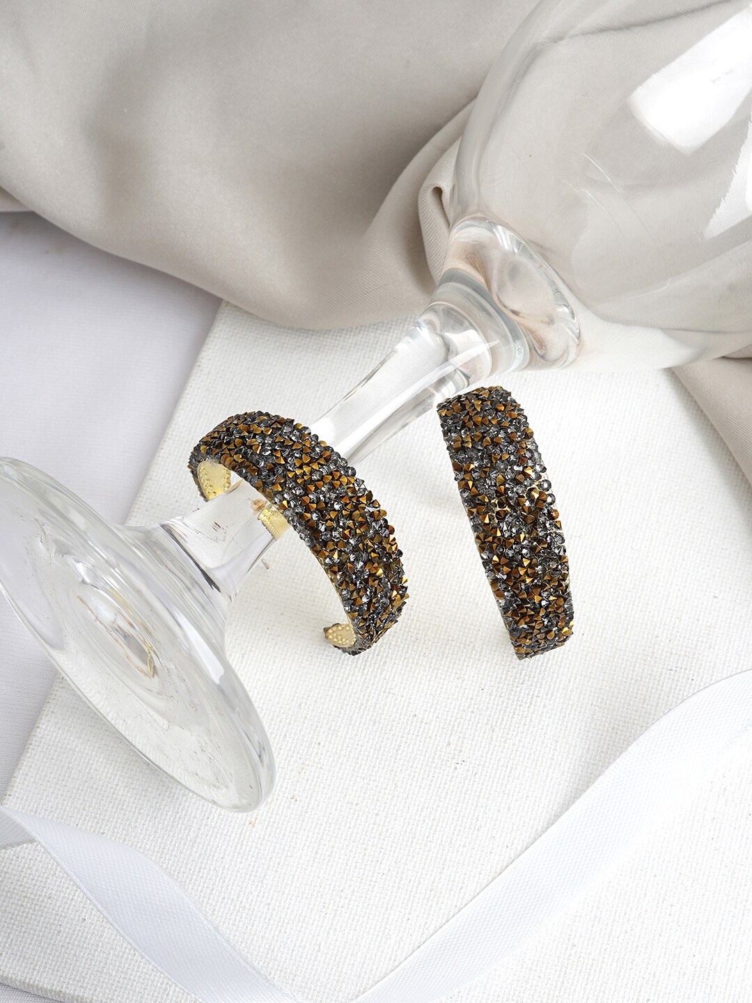 

JOKER & WITCH Women Multi Color Embellished Contemporary Hoop Earrings