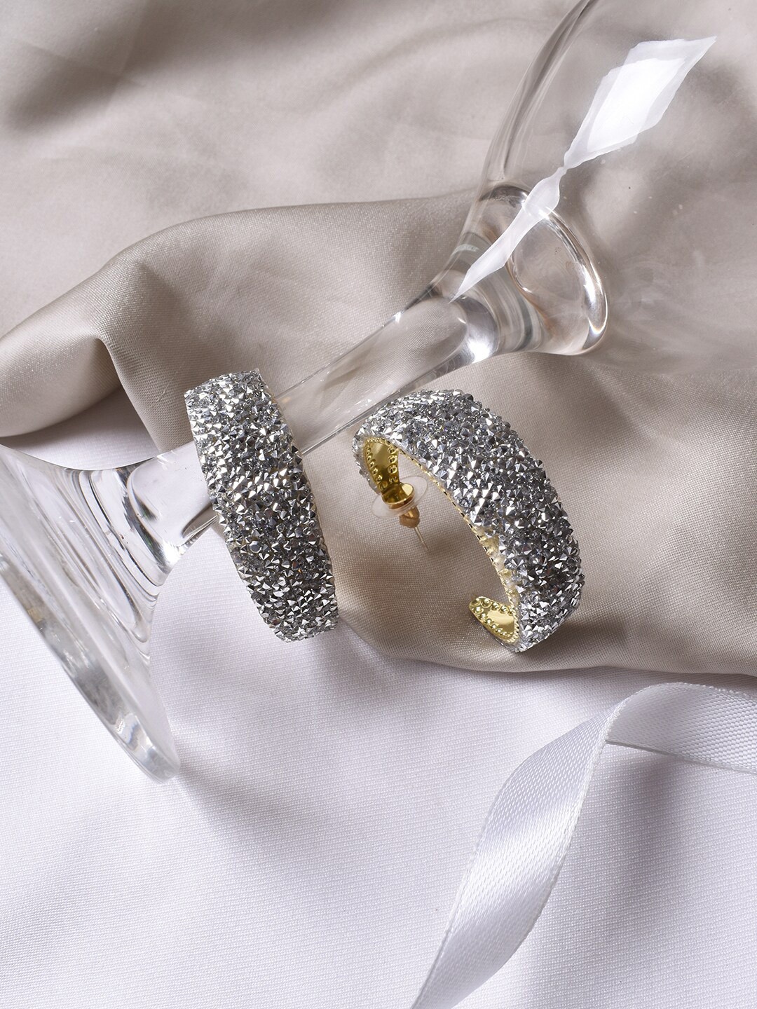 

JOKER & WITCH Silver-Toned Contemporary Hoop Earrings