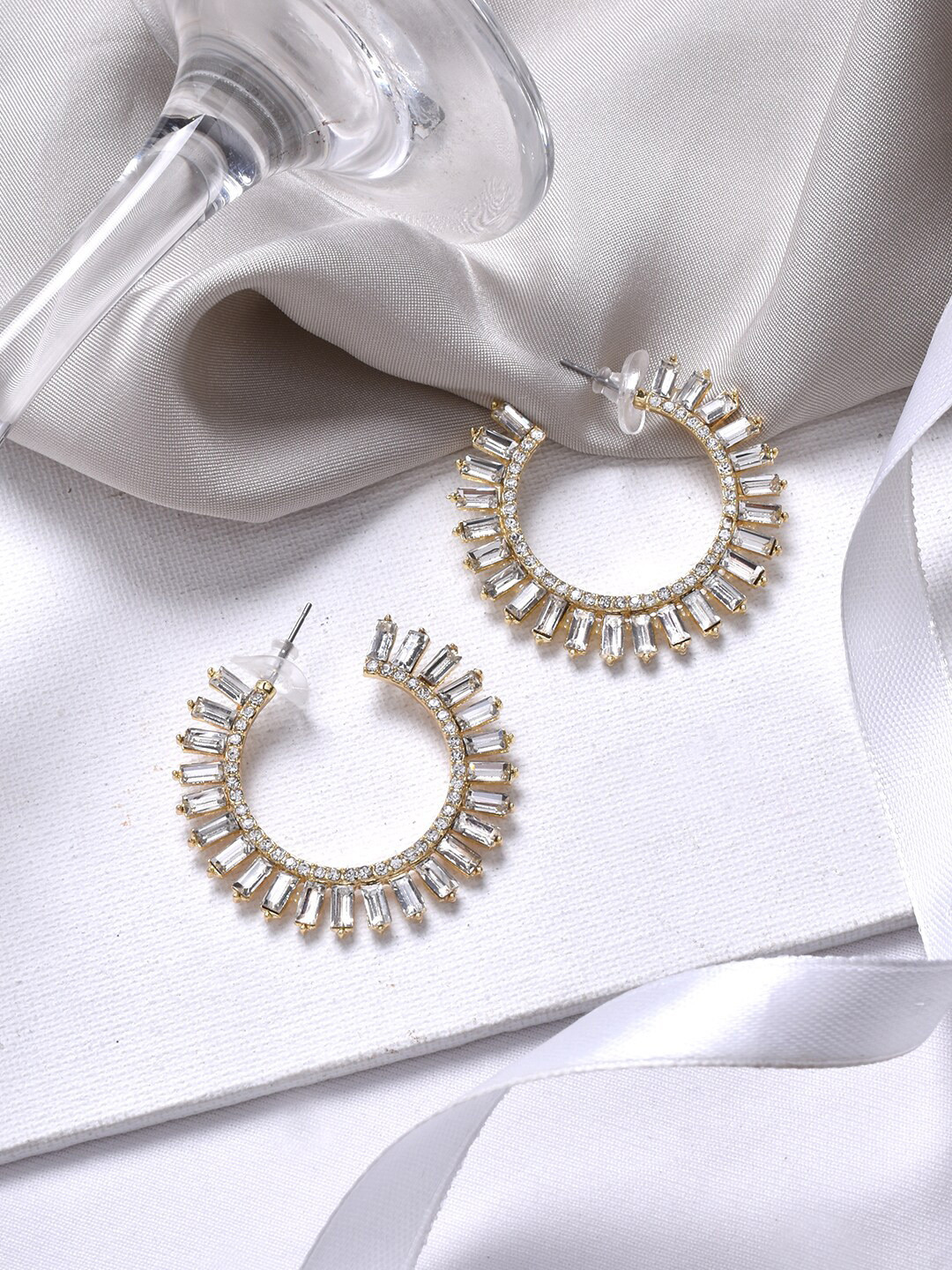 

JOKER & WITCH Gold-Toned Contemporary Spike Designed Half Hoop Earrings