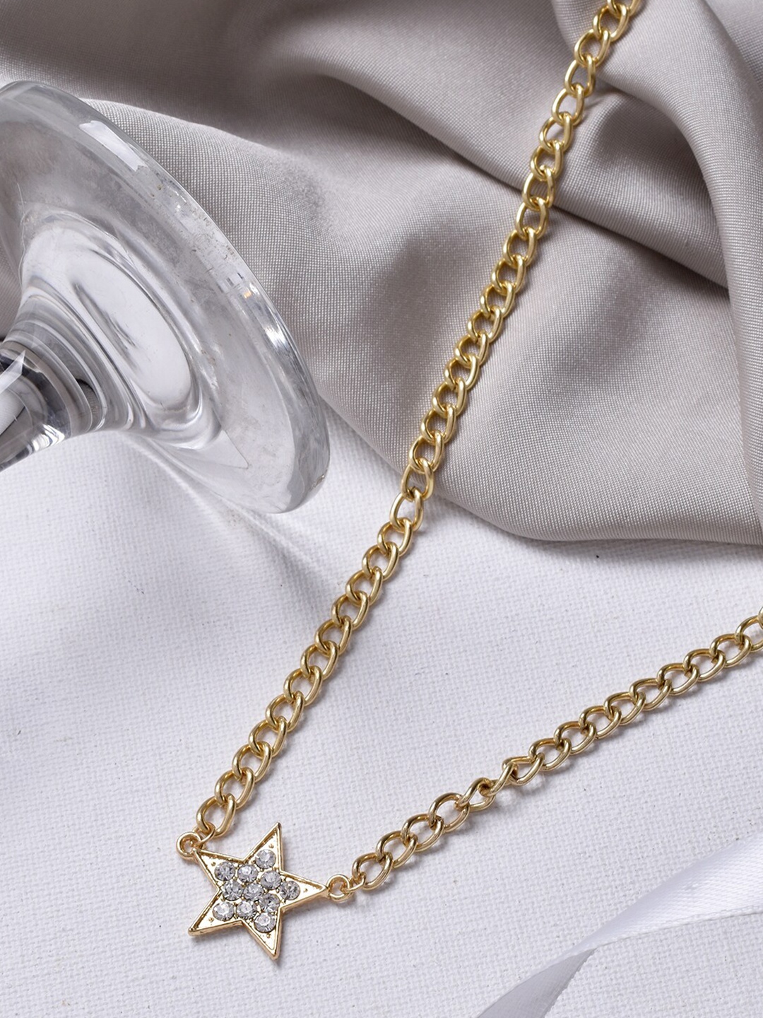 

BEWITCHED Gold-Toned & White Crystal Star Chain