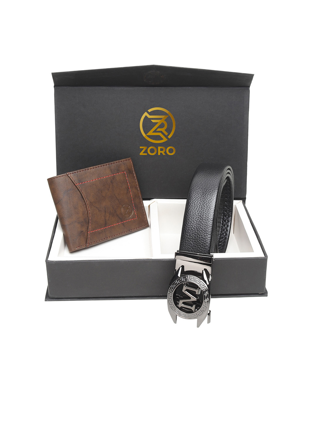 

ZORO Men Black & Brown Solid Belt & Wallet Set