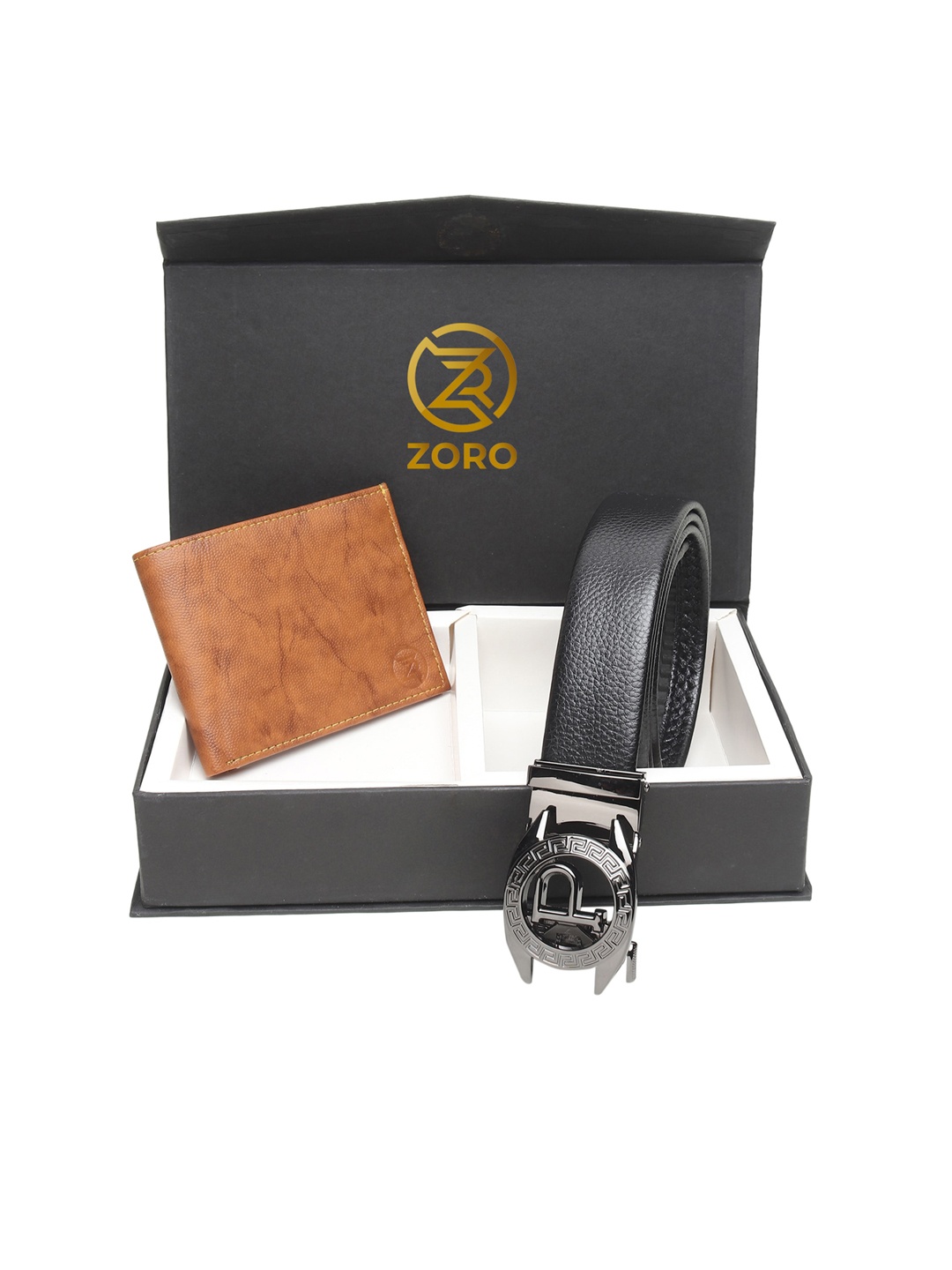 

ZORO Men Black & Brown Belt Wallet Combo Set