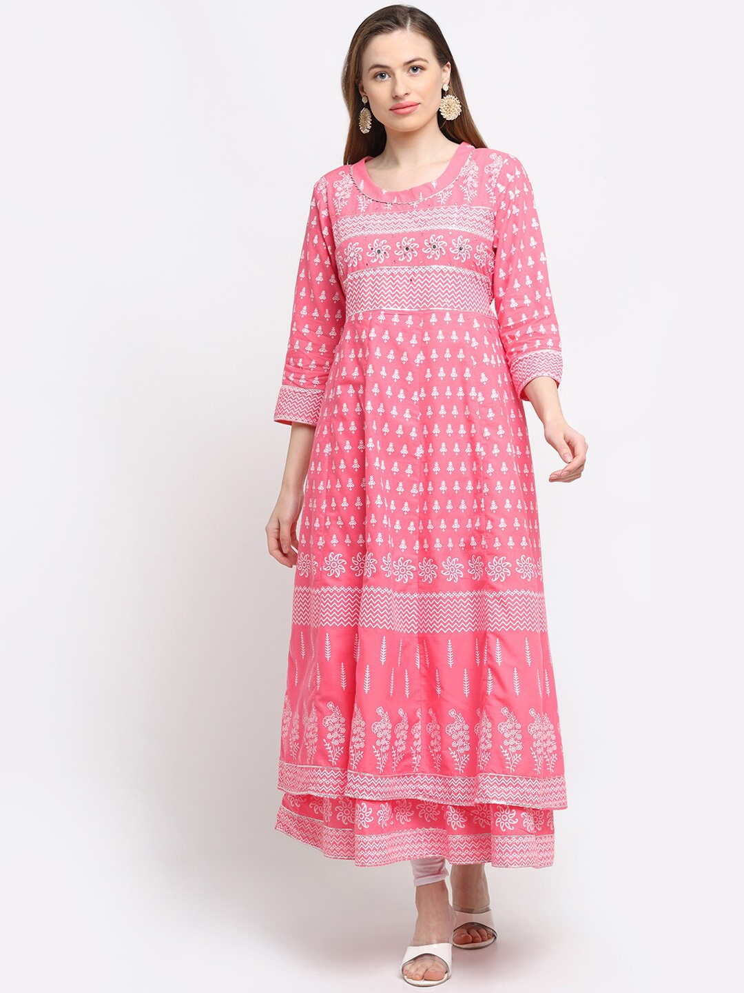 

MYAZA Women Pink Ethnic Motifs Anarkali Kurta