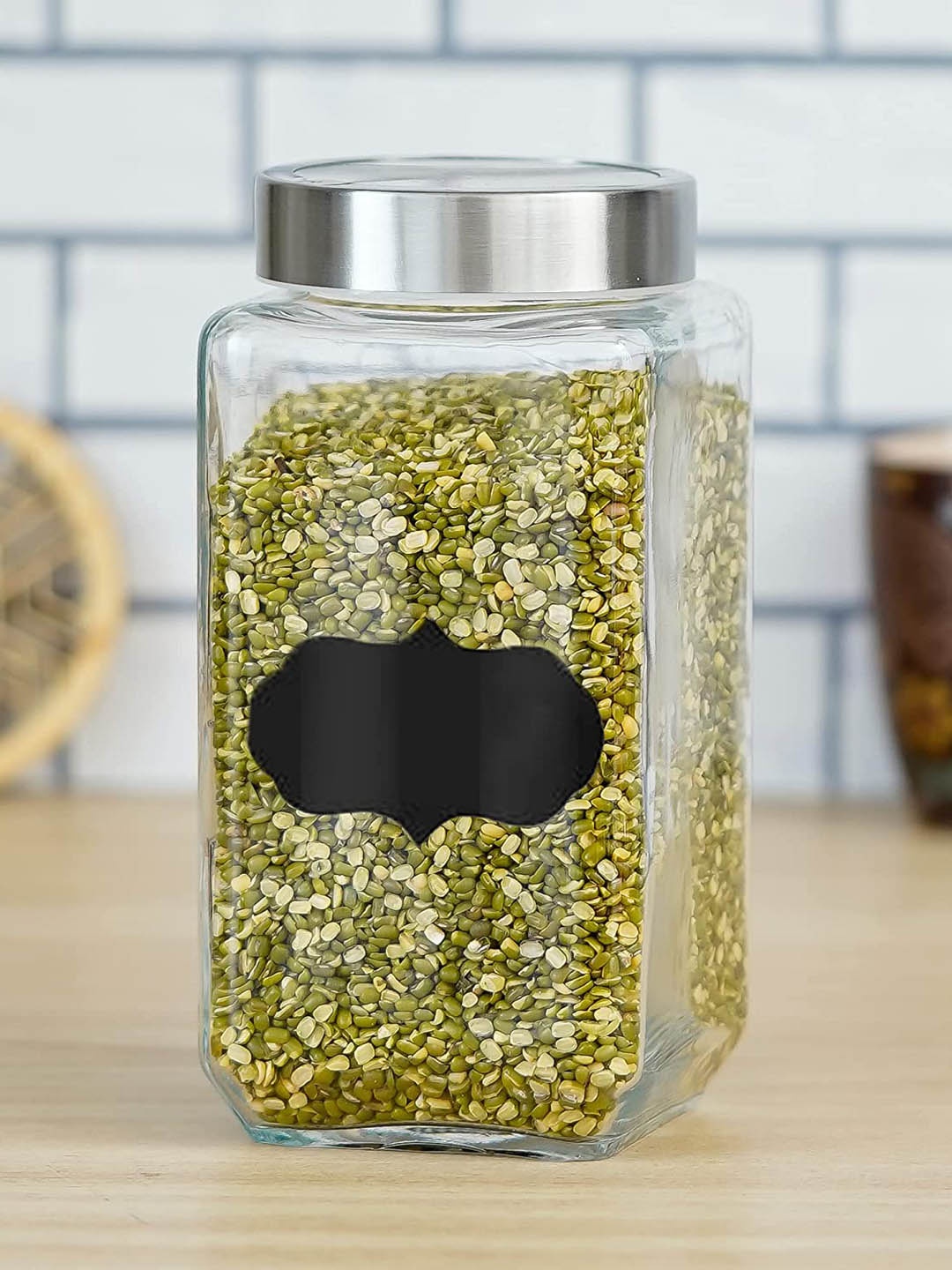 

Femora Set Of 4 Silver-Toned & Transparent Glass Storage Containers 1L