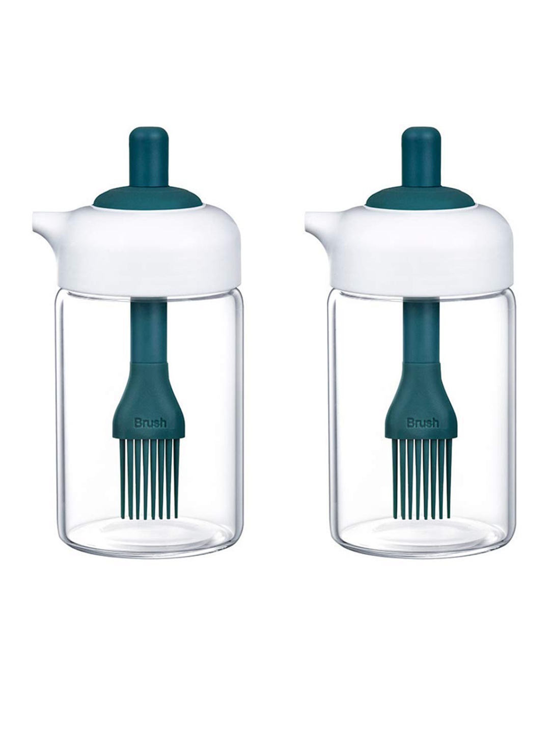 

Femora Set Of 2 Borosilicate Glass Oil Dispensers, Transparent