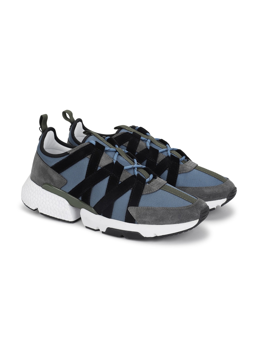 

Ted Baker Men Grey Colourblocked Leather Running Shoes