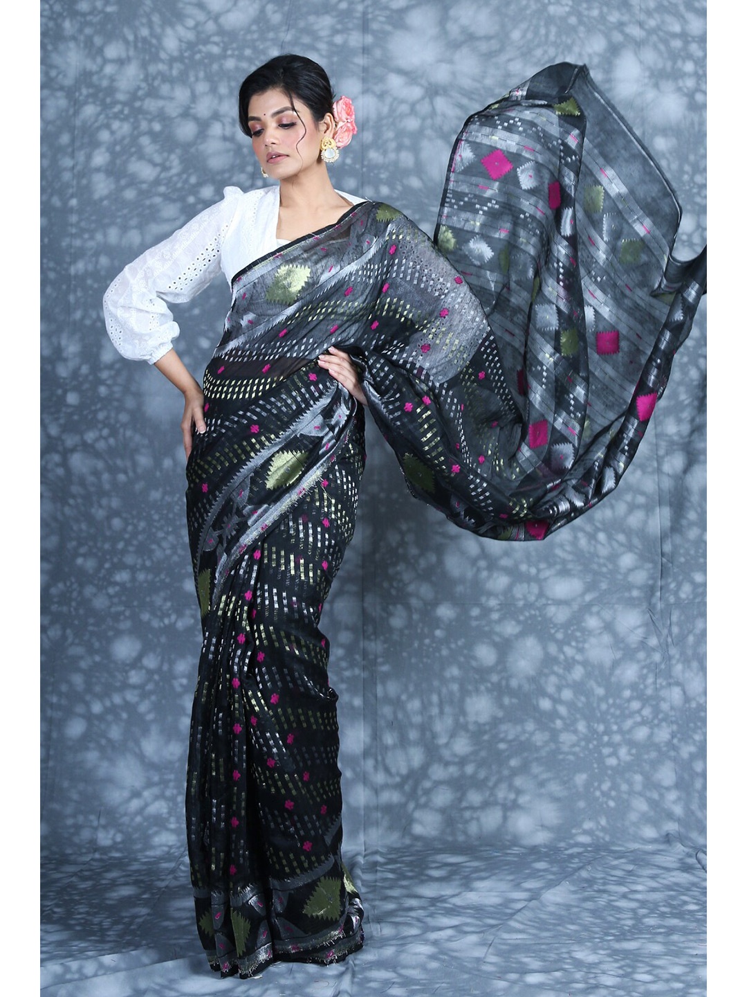 

Charukriti Black Woven Design Saree