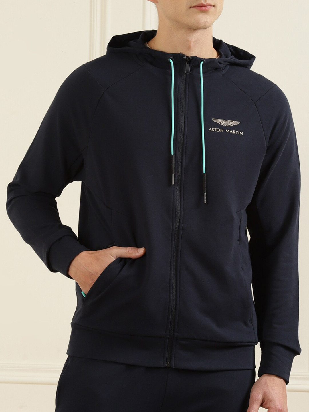 

HACKETT LONDON Men Navy Blue Hooded Sweatshirt