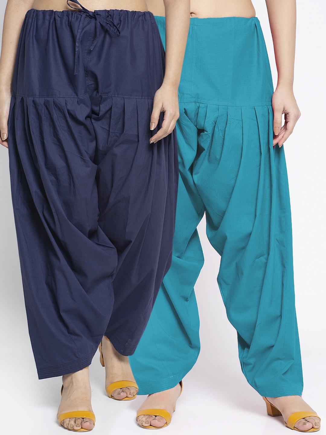 

GRACIT Women Pack Of 2 Solid Pure Cotton Loose Fit Salwars, Navy blue