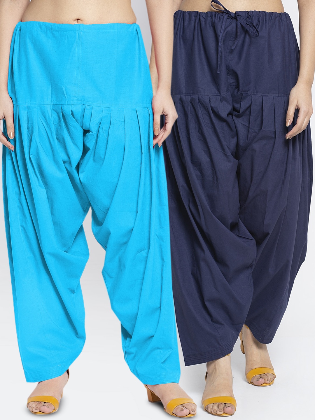 

GRACIT Women Pack Of 2 Loose-Fit Cotton Salwars, Navy blue