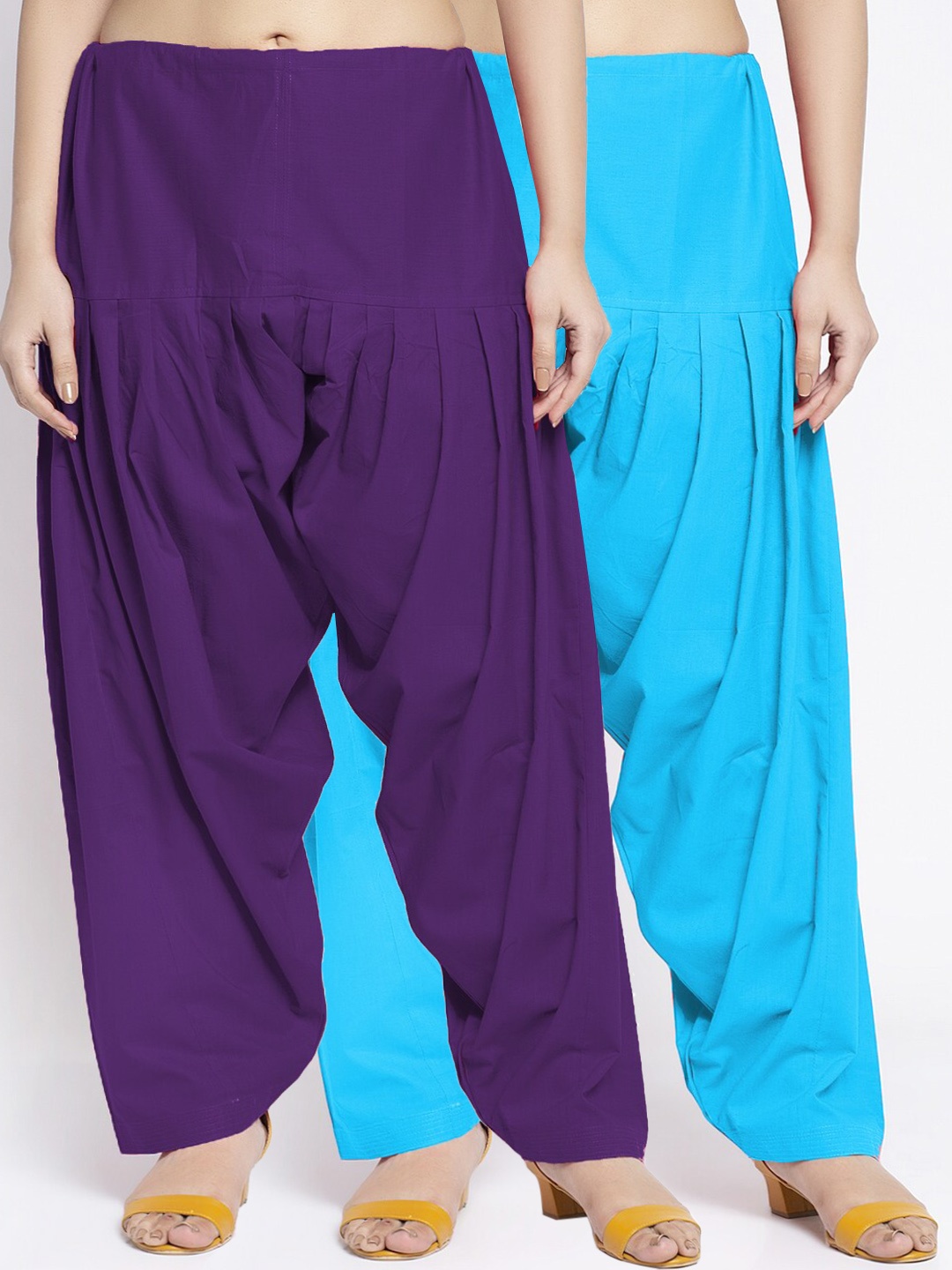 

GRACIT Women Pack Of 2 Solid Loose-Fit Cotton Salwars, Purple