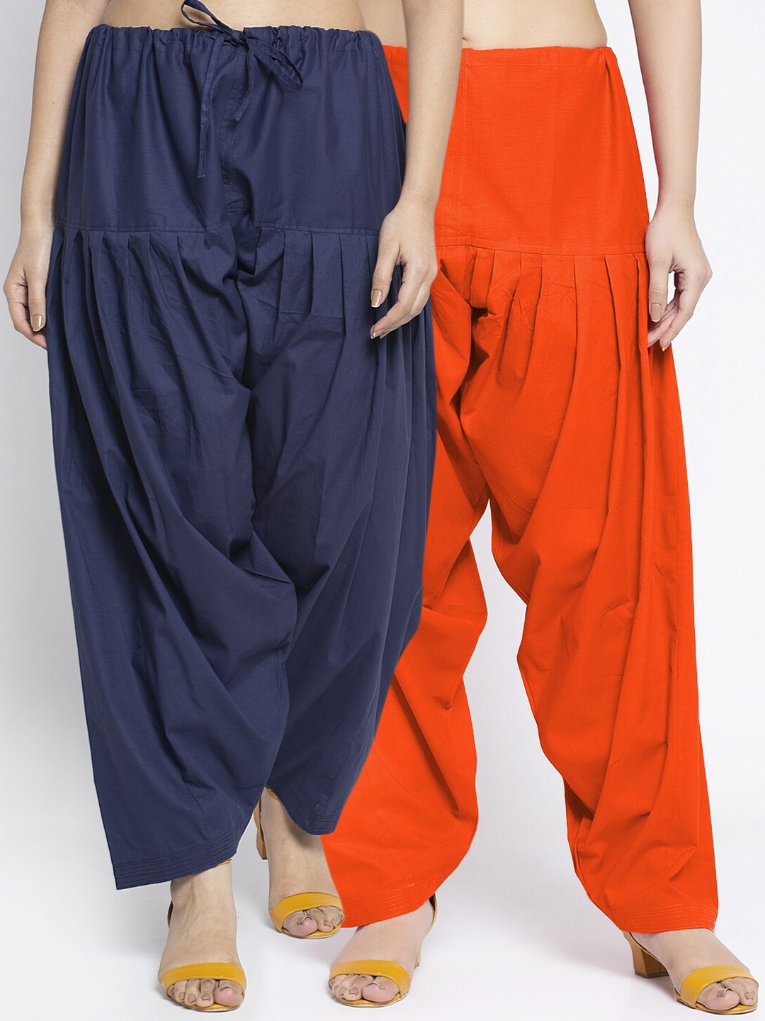 

GRACIT Women Pack Of 2 Loose-Fit Cotton Salwars, Orange