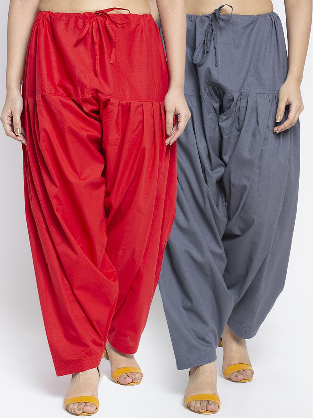 

GRACIT Women Red & Grey Pack of 2 Solid Cotton Salwar
