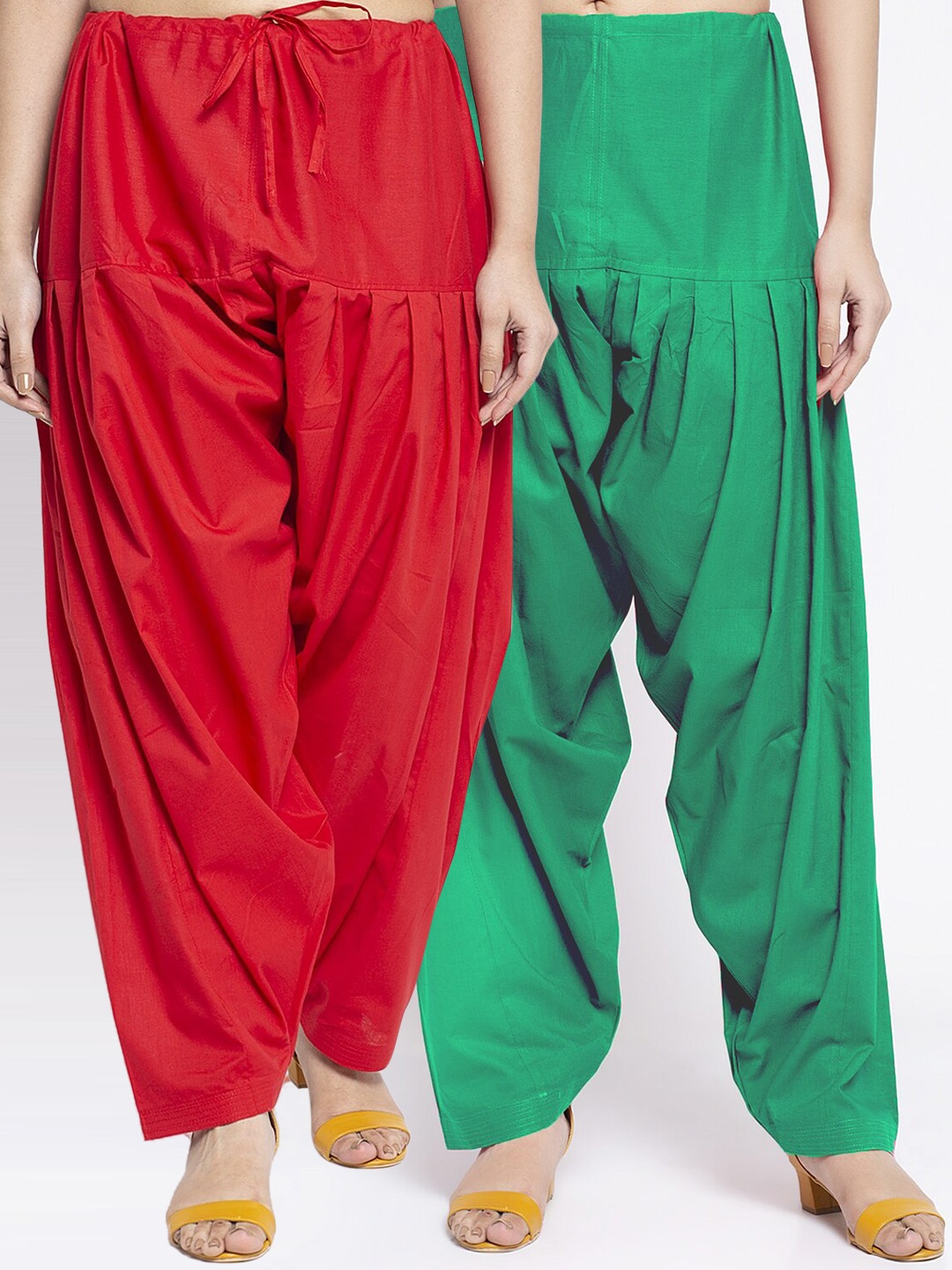 

GRACIT Women Pack Of 2 Loose-Fit Cotton Salwars, Red