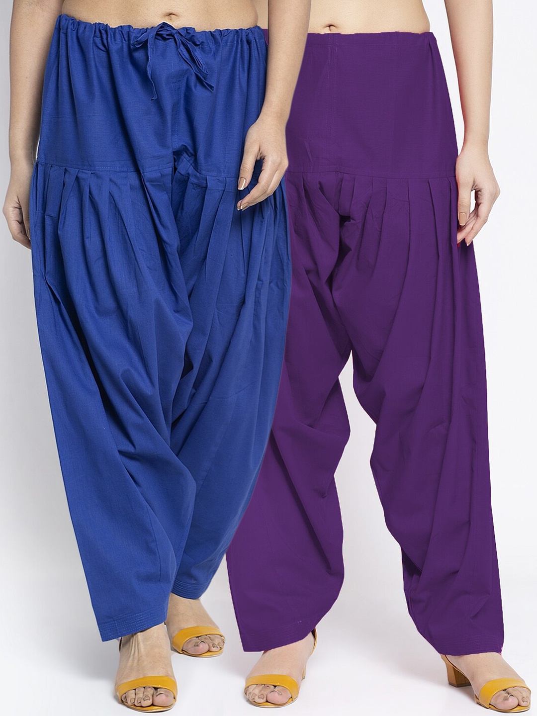 

GRACIT Women Pack Of 2 Solid Loose-Fit Cotton Salwars, Blue