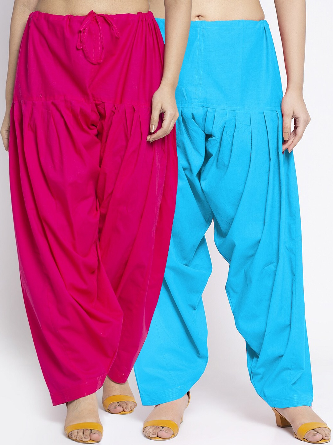 

GRACIT Women Pack Of 2 Solid Loose-Fit Cotton Salwars, Pink