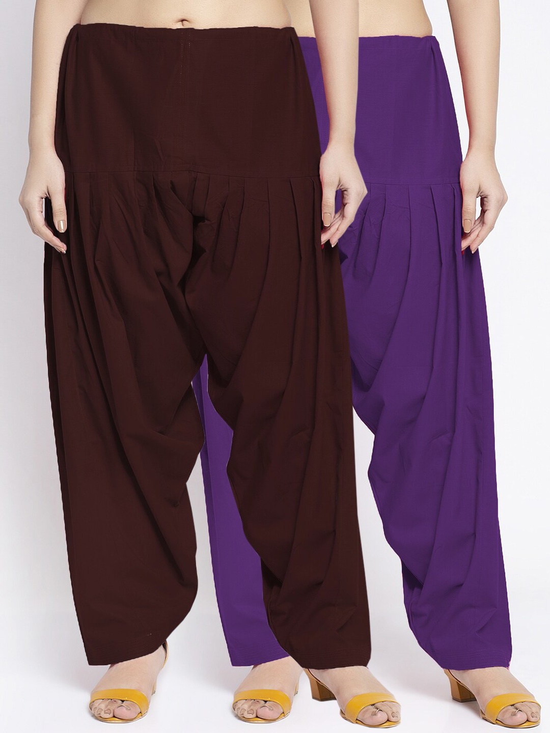 

GRACIT Women Pack Of 2 Loose-Fit Cotton Salwars, Purple