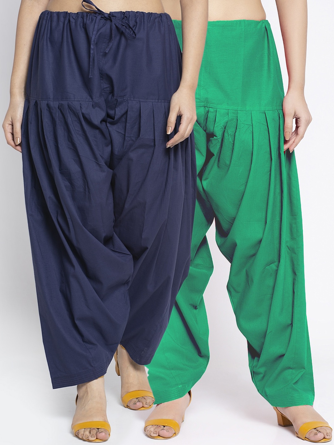 

GRACIT Women Pack Of 2 Loose-Fit Cotton Salwars, Green