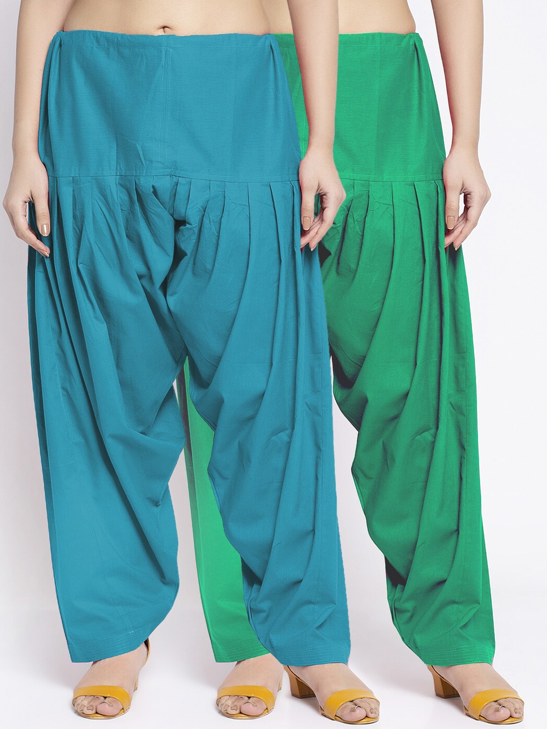 

GRACIT Women Pack of 2 Green & Blue Solid Salwar