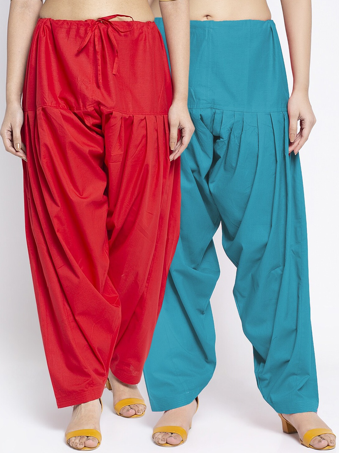 

GRACIT Women Pack of 2 Solid Regular Fit Cotton Salwars, Red