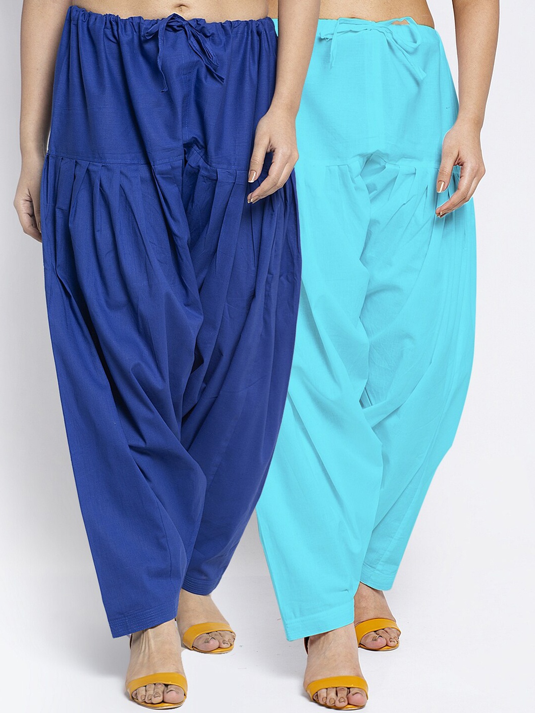 

GRACIT Women Pack Of 2 Loose-Fit Cotton Salwars, Blue