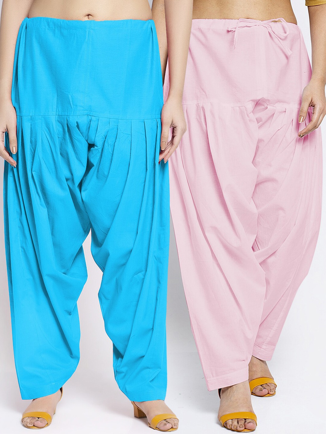 

GRACIT Women Blue & Pink Pack of 2 Solid Cotton Salwar