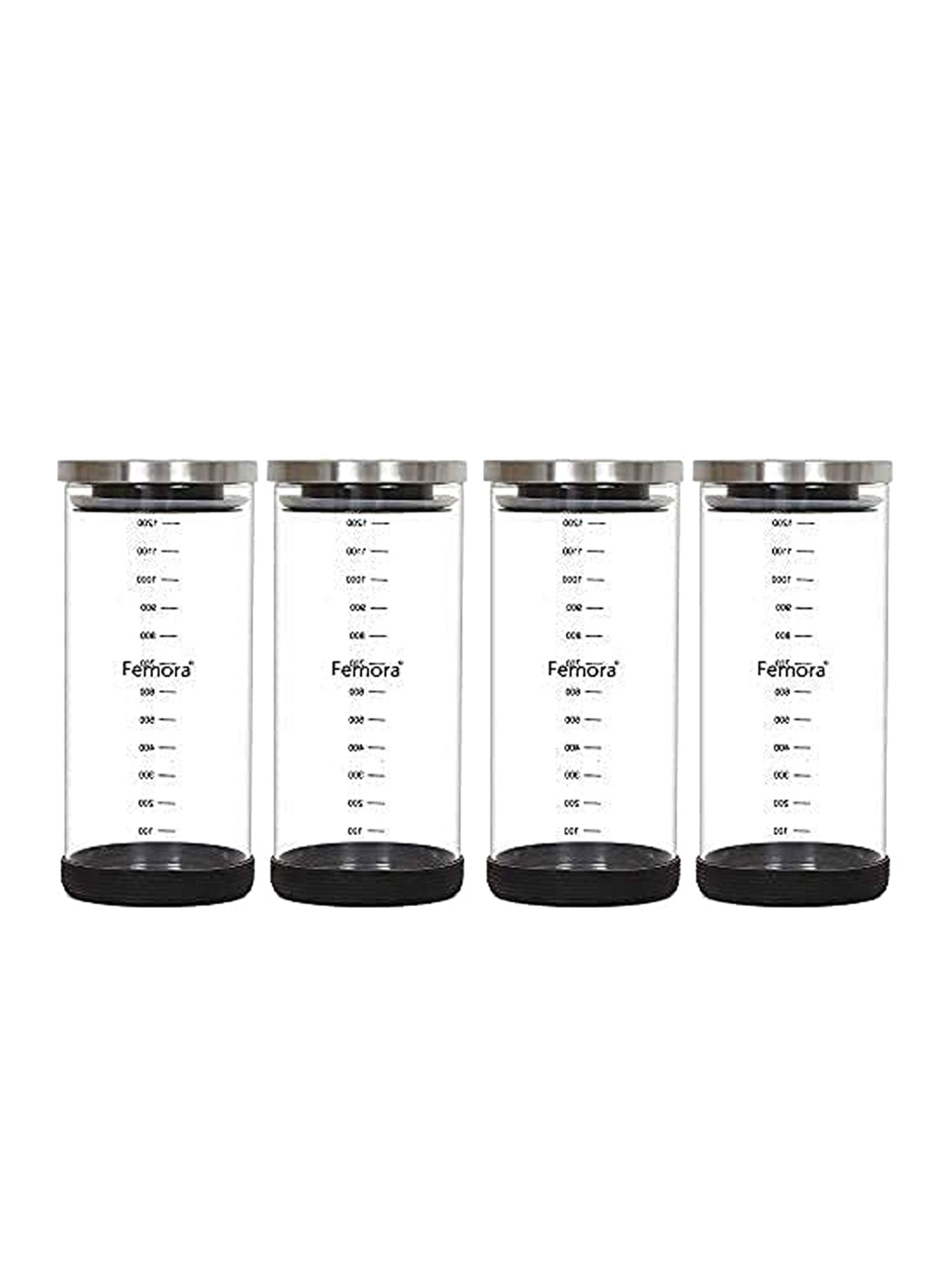 

Femora Set Of 4 Borosilicate Glass Jars, Transparent