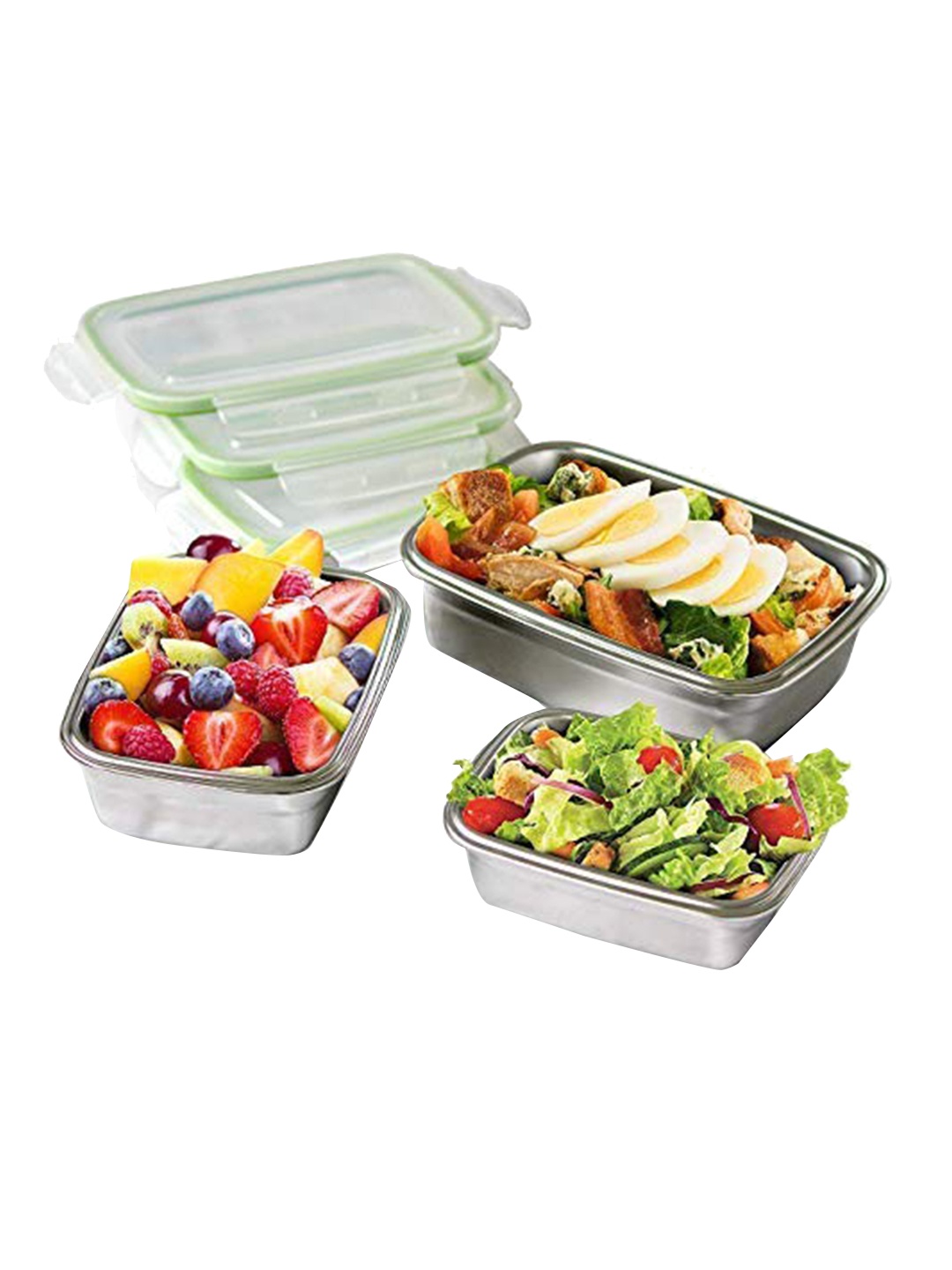 

Femora Silver Toned Rectangle Container with Lock Lid Lunch Box 850ML