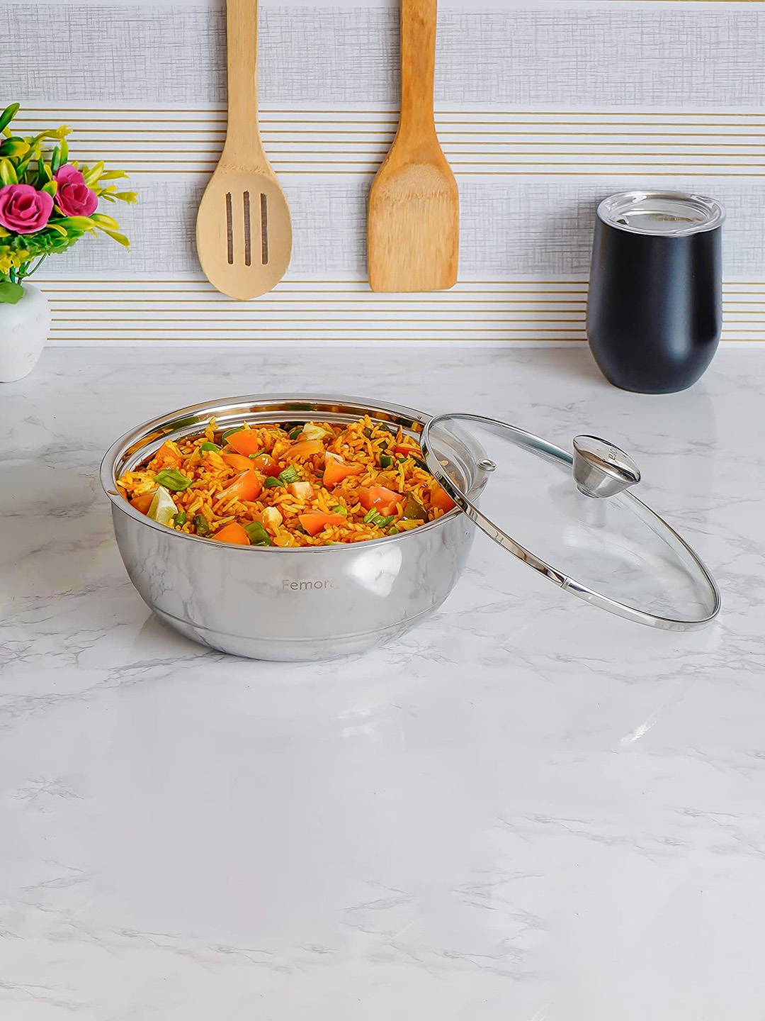 

Femora Set Of 2 Stainless Steel Double Wall Insulated Curry Server Bowls, Silver