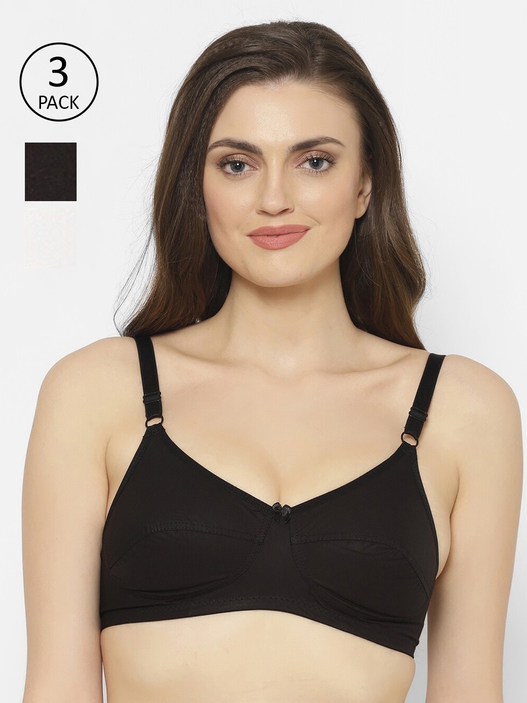 

Floret Pack Of 3 Black & White Cotton Bra