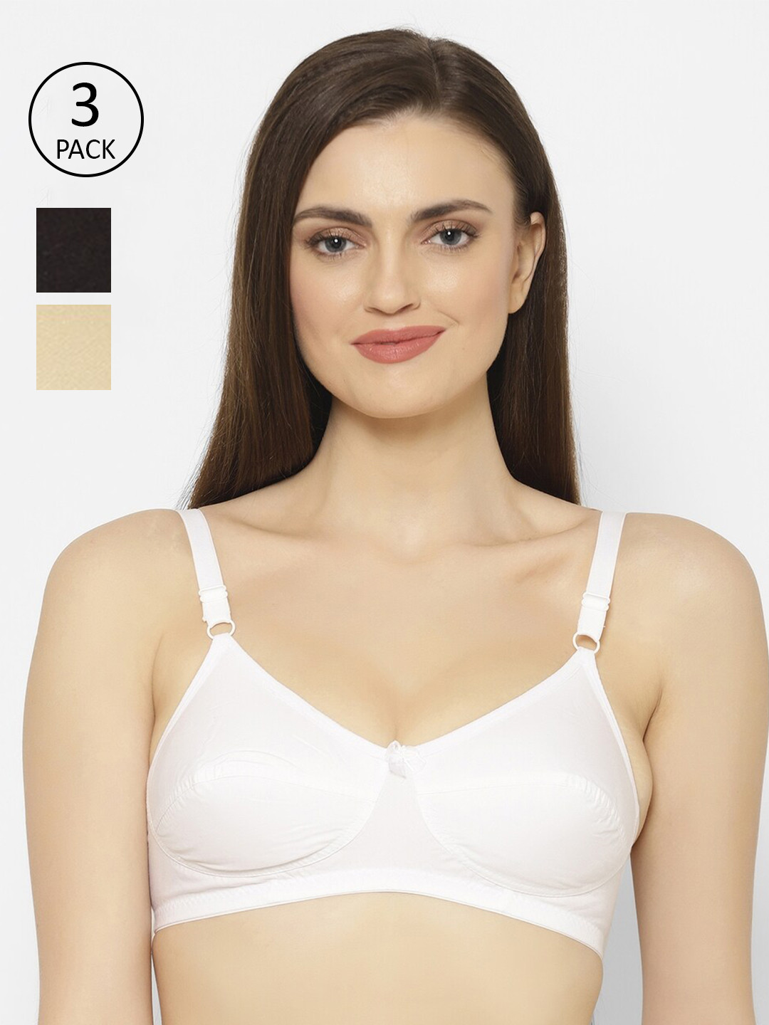 

Floret Pack of 3 Non-wired Bra, White