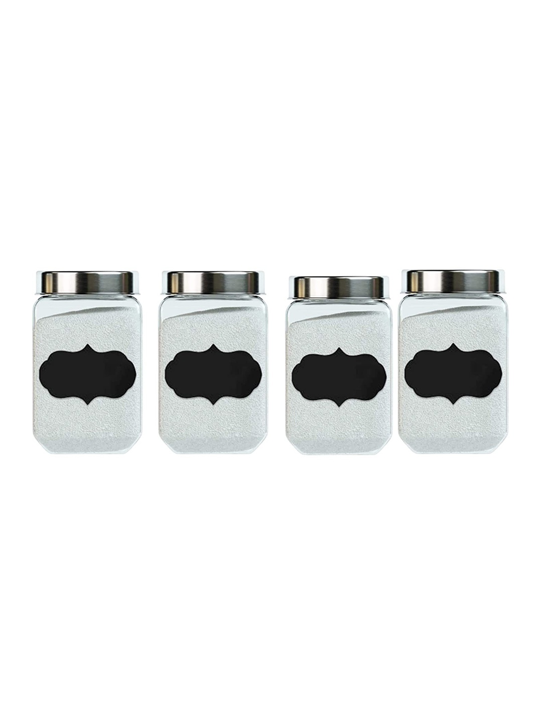 

Femora Set Of 4 Glass Kitchen Storage Jars, Transparent