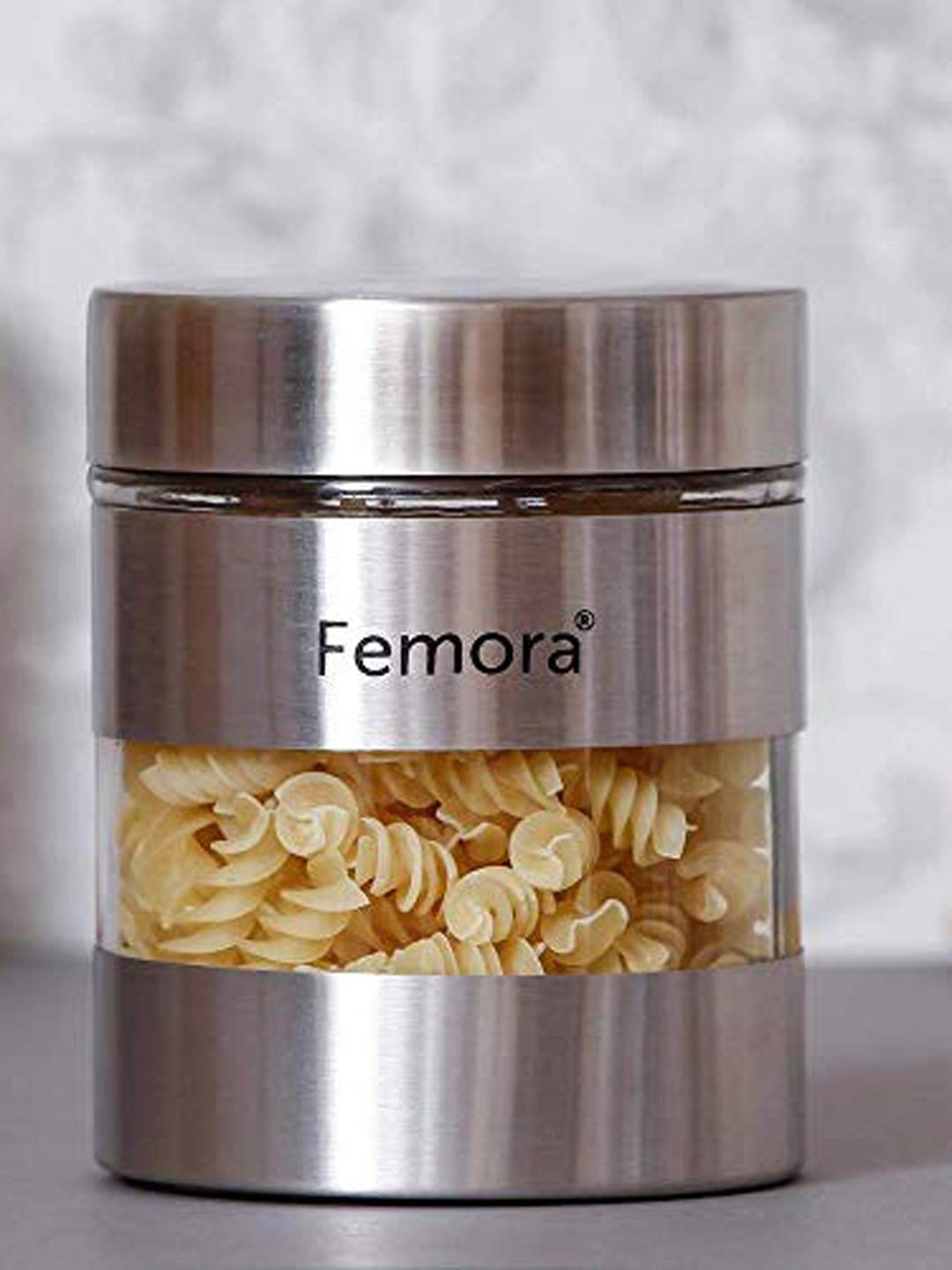 

Femora Transparent & Silver-Toned Solid Glass Storage Jars