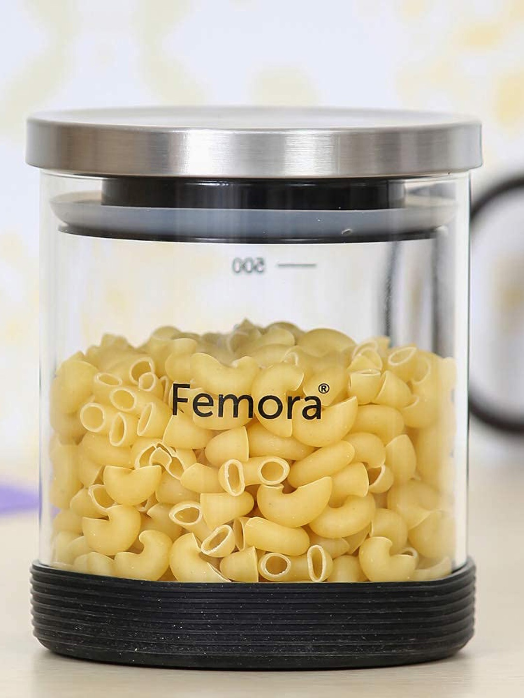 

Femora Set Of 4 Transparent Borosilicate Solid Air-Tight Storage Jars - 500 ml