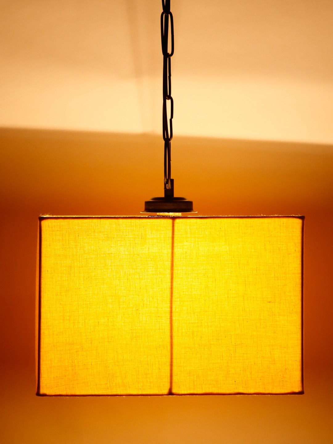 

Devansh Yellow Square Cotton Drum Hanging Lamp