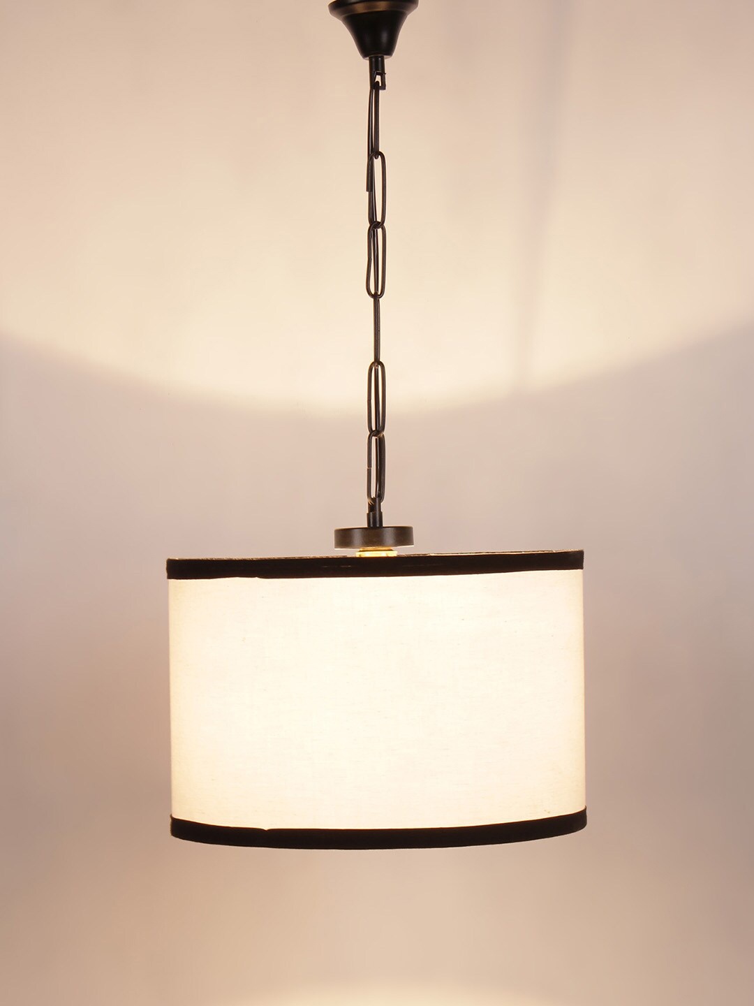 

Devansh White & black Cotton Drum Hanging Lamp