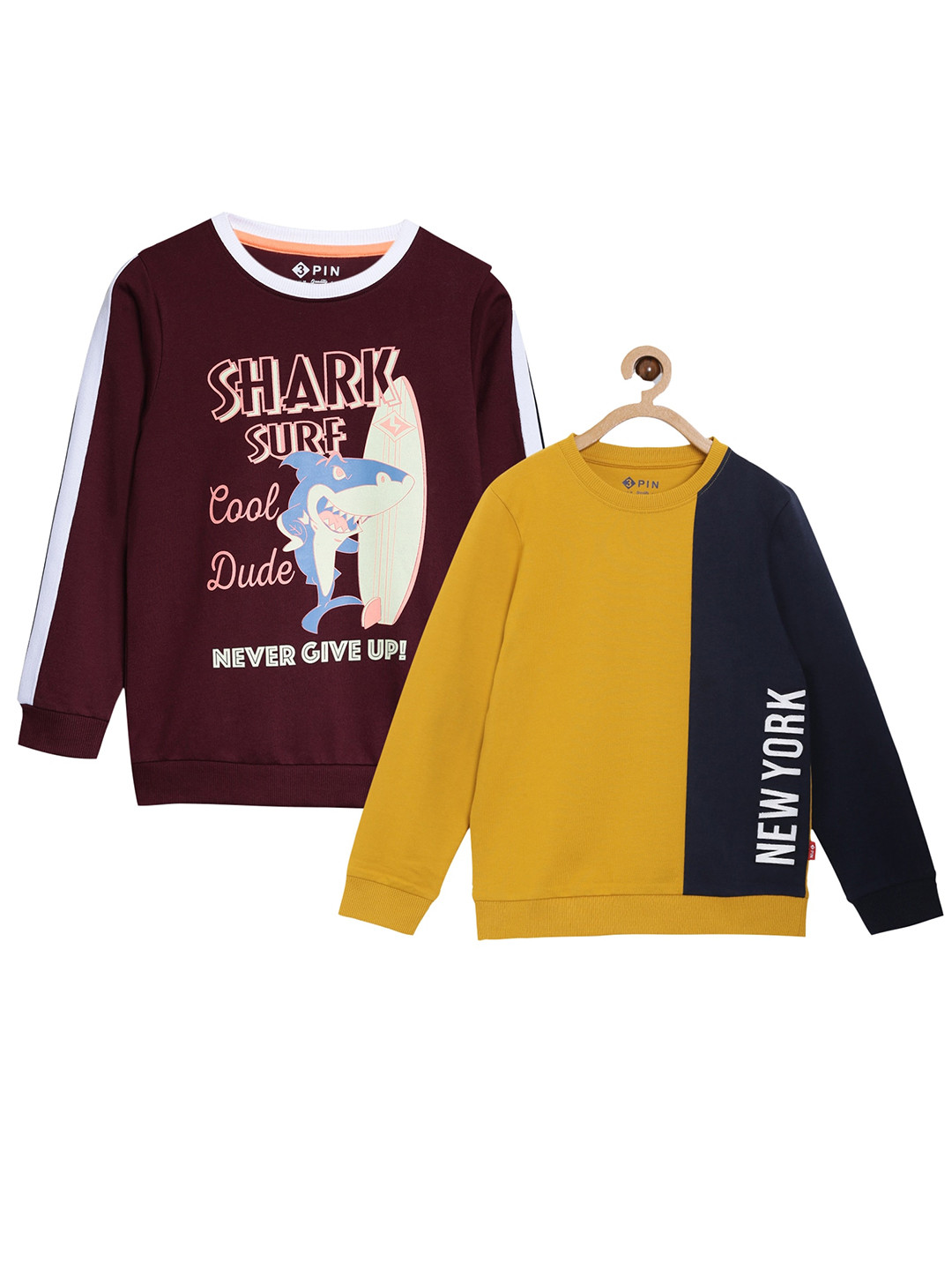 

3PIN Boys Pack Of 2 Cotton Sweatshirts, Yellow
