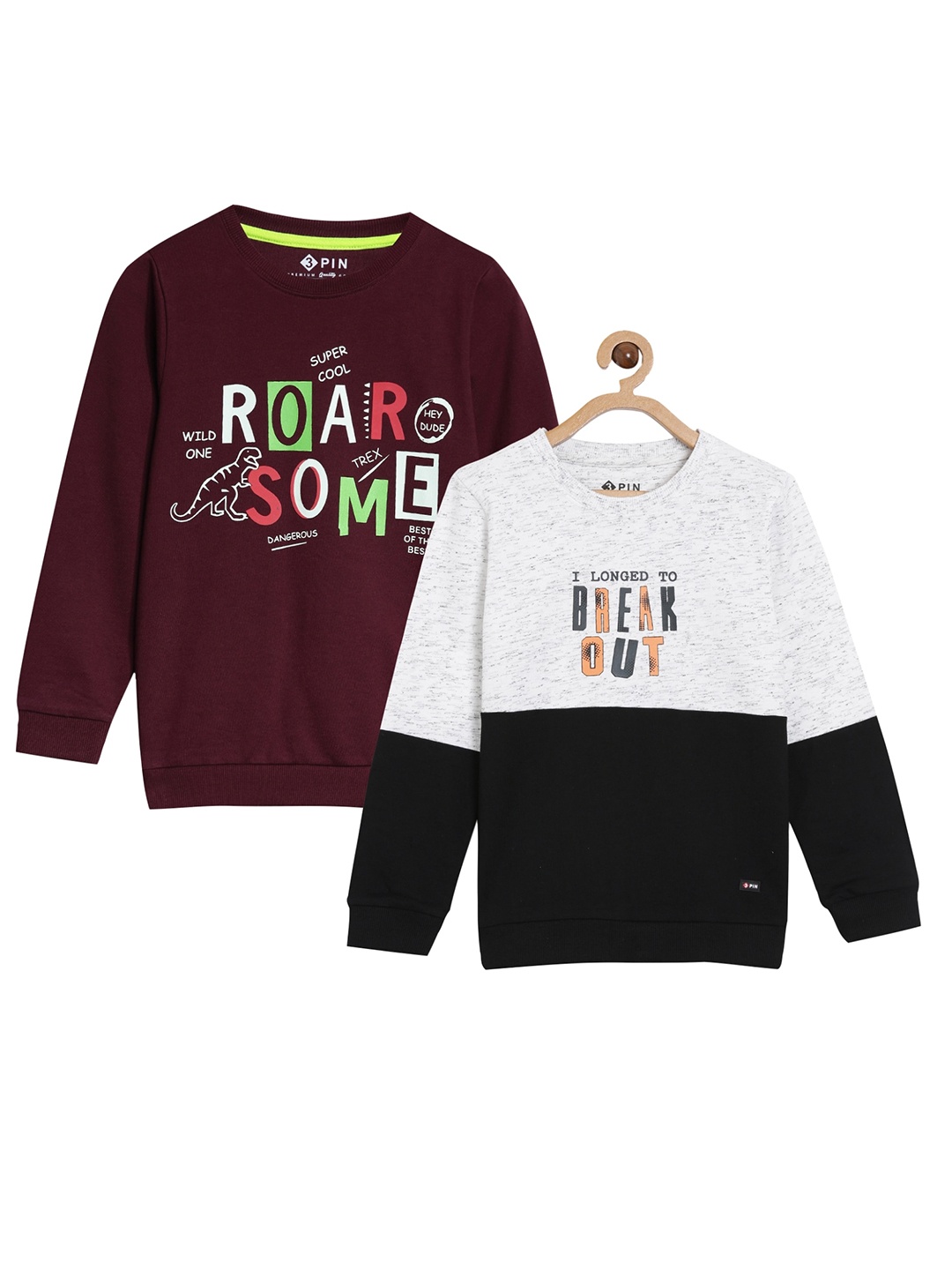 

3PIN Boys Pack Of 2 Cotton Sweatshirts, Maroon