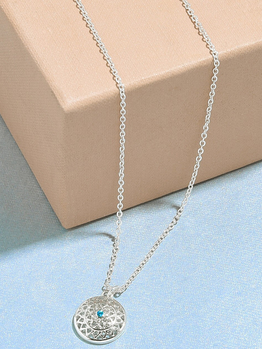 

Accessorize London Women Silver-Toned Filigree Turquoise Stone Pendant Necklace