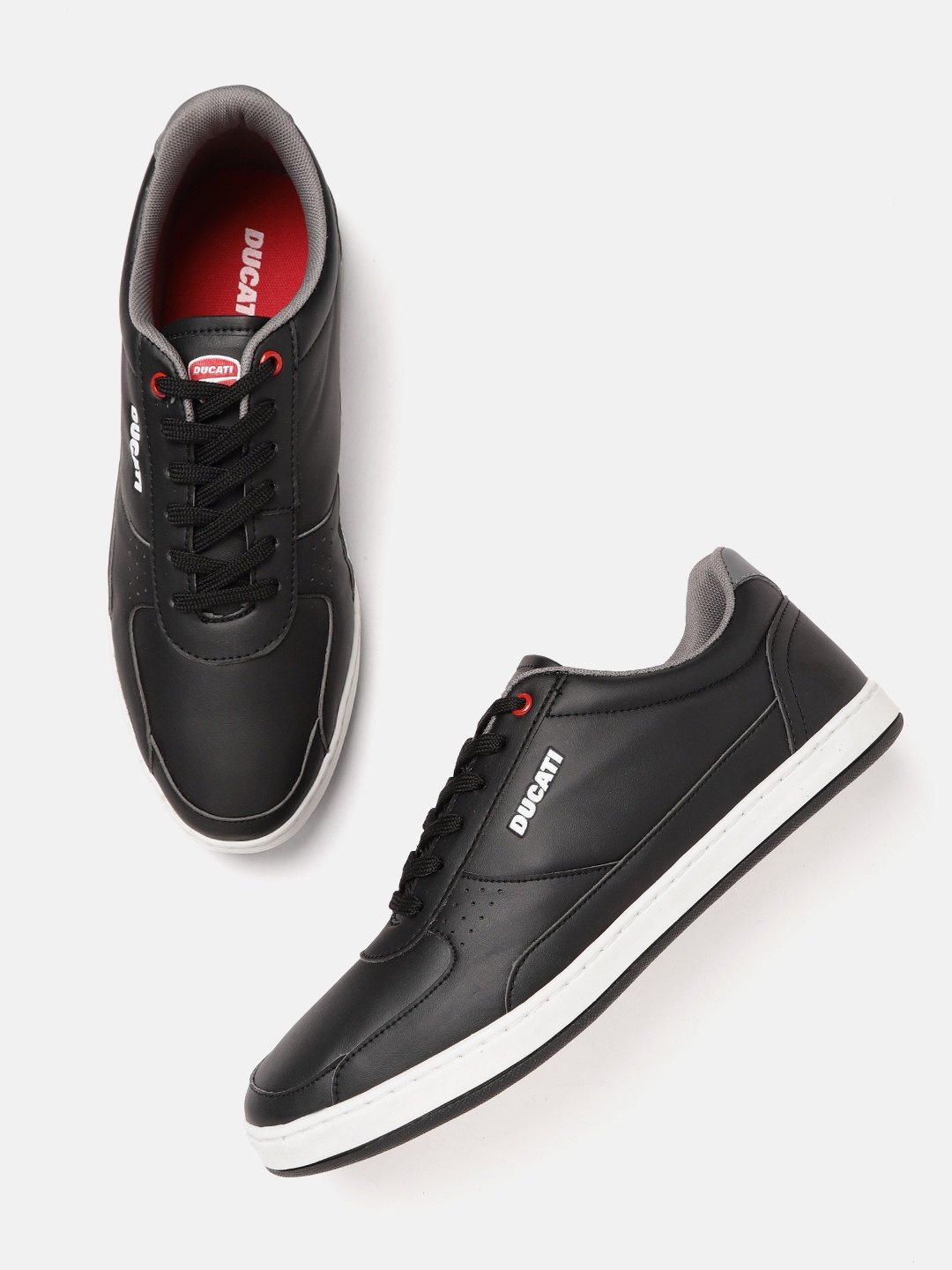 

Ducati Men Black Solid Sneakers with Perforated Detail