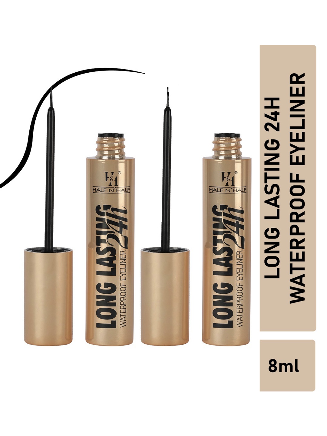 

Half N Half Set of 2 Long Lasting 24h Waterproof Eyeliner 8ml Each - Black