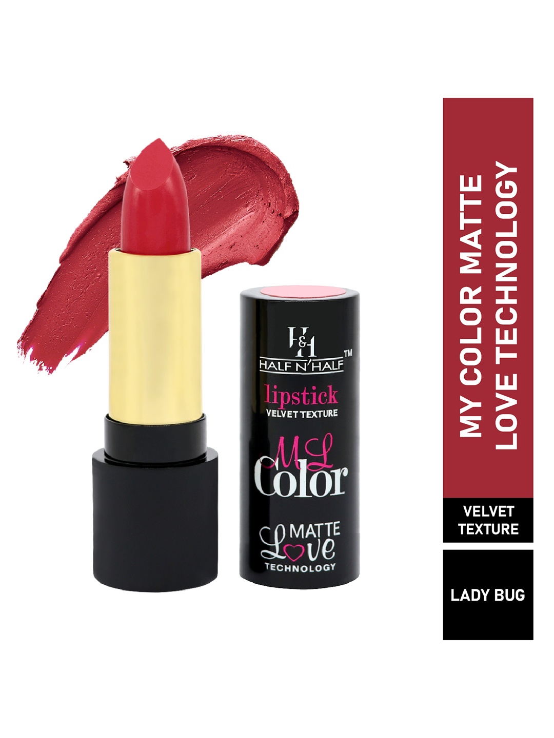 Half N Half My Color Matte Velvet Texture Love Lipstick - Lady Bug, Pink